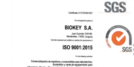 BIOKEY certificado en ISO 9001:2015